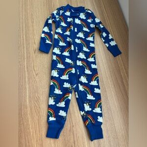 Hanna Andersson Rainbow Pajamas 12-18M Blue Organic Cotton Zip Sleeper